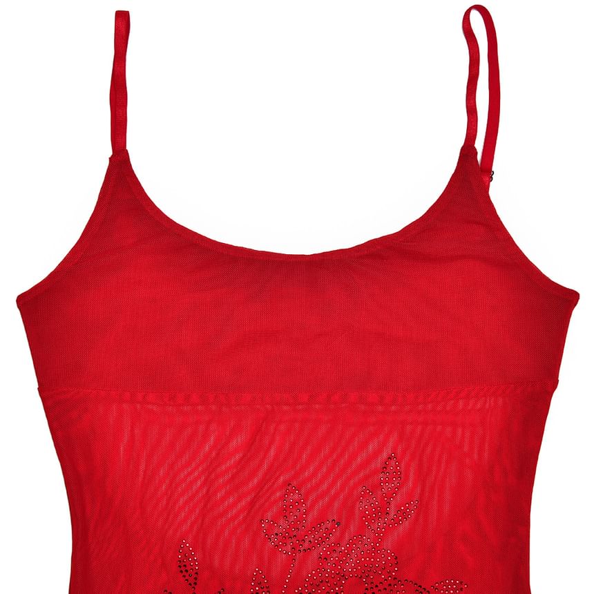 Vanduous - Spaghettibandjes Scoop Neck Effen Mini Bodycon Jurk
