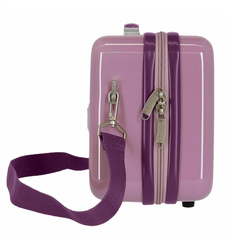 Bolsa Joumma Neceser ABS Lets Travel Mickey & Minnie Venice Adaptável cor morango - 29x21x15cm -