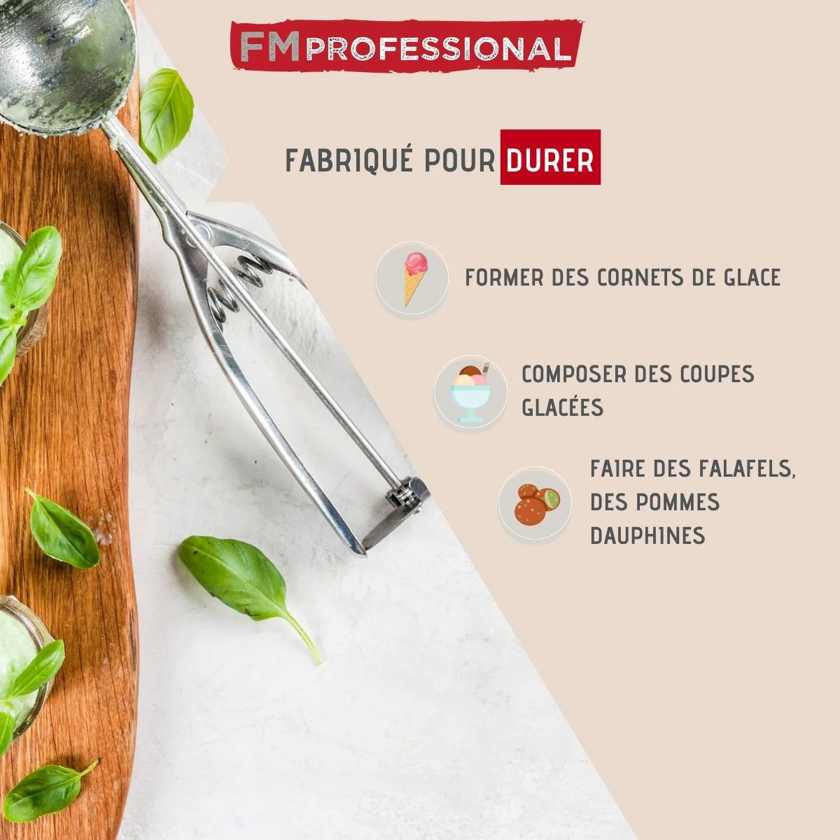 Cuillère à glace en inox l Divers FM Professional