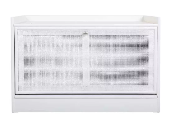 Banc Porte chaussures en bois et grille blanche 80x38x53