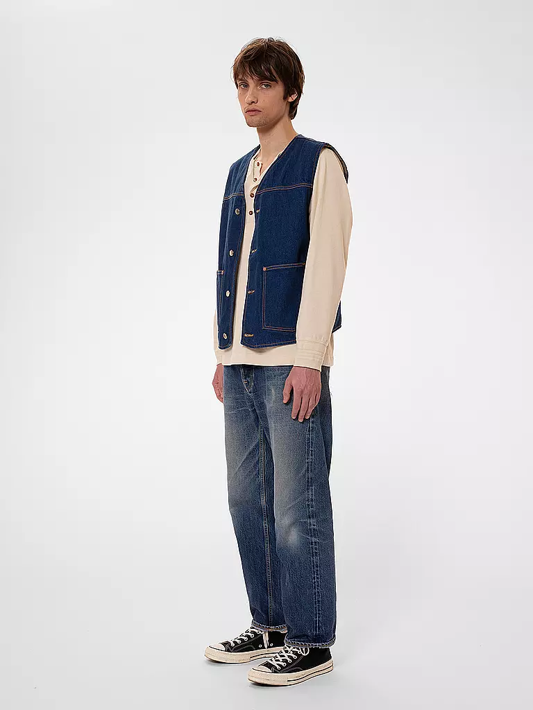 NUDIE JEANS Jeansgilet HARRY RINSE blau