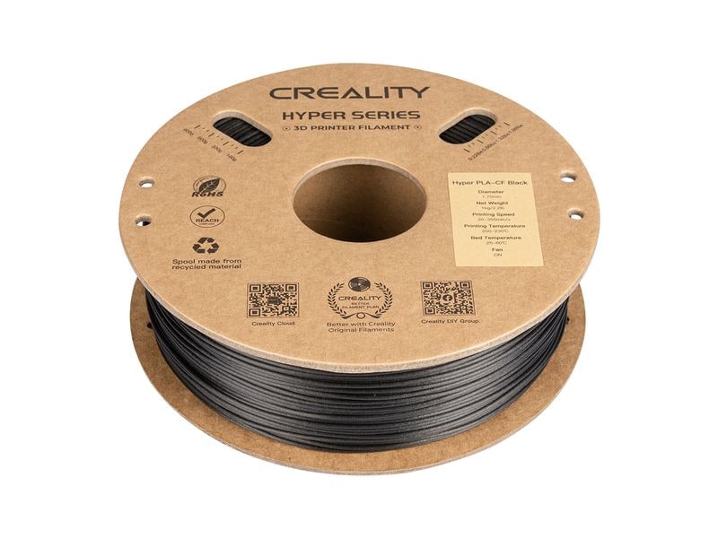 Creality Filament PLA Hyper Carbon Schwarz, 1.75 mm, 1 kg Hochwertiges 1.75 mm PLA Hyper Karbon Filament für 3D Drucker