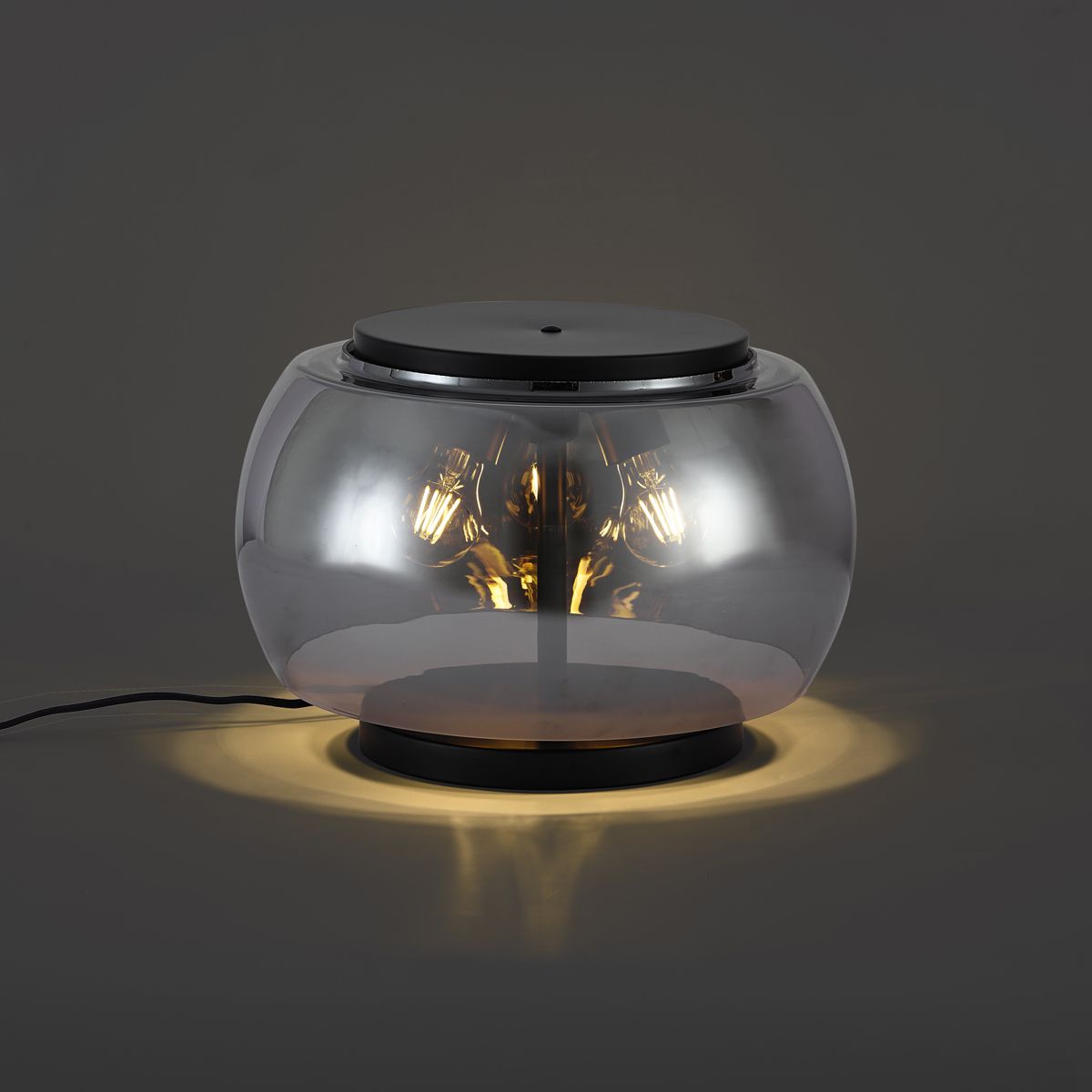 Design tafellamp zwart met smoke glas 3-lichts - Bino