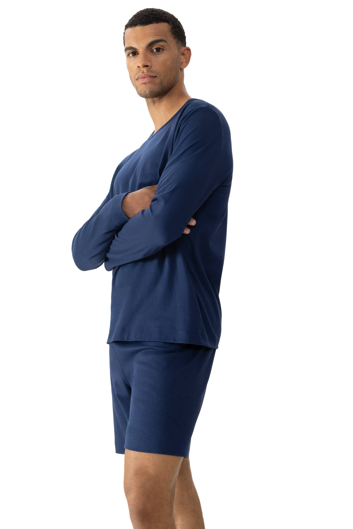 mey| Herren Langarm-T-Shirt Serie Solid Night