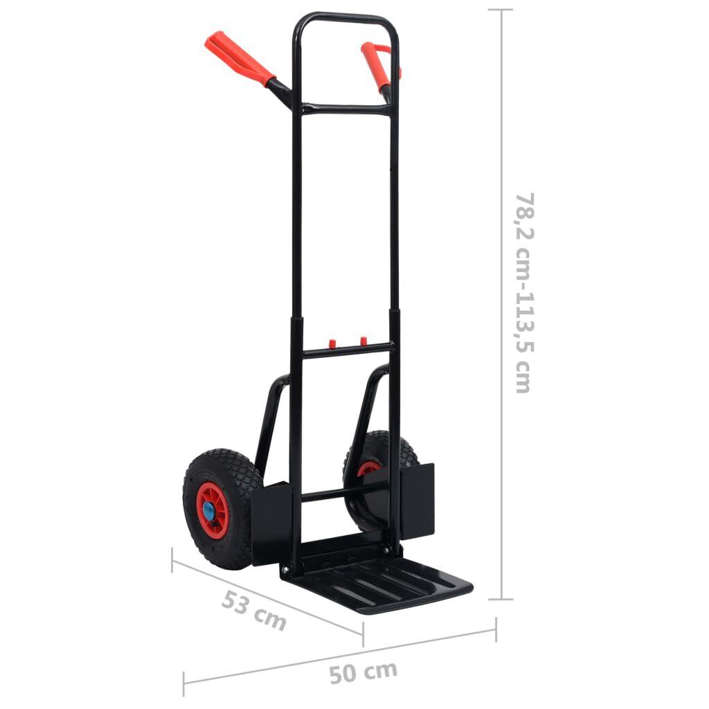 vidaXL Telescopische handwagen, 200 kg, zwart en rood