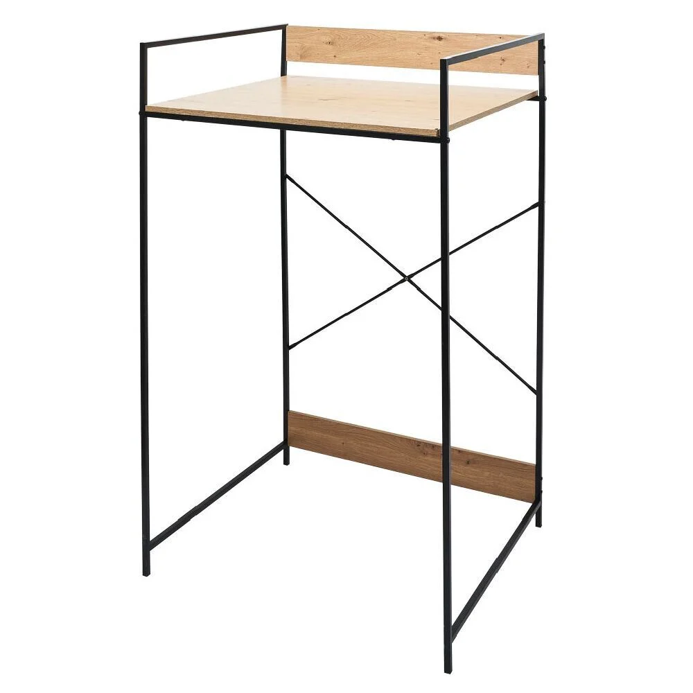 Meuble pour buanderie 70xH115x60cm bois et acier noir