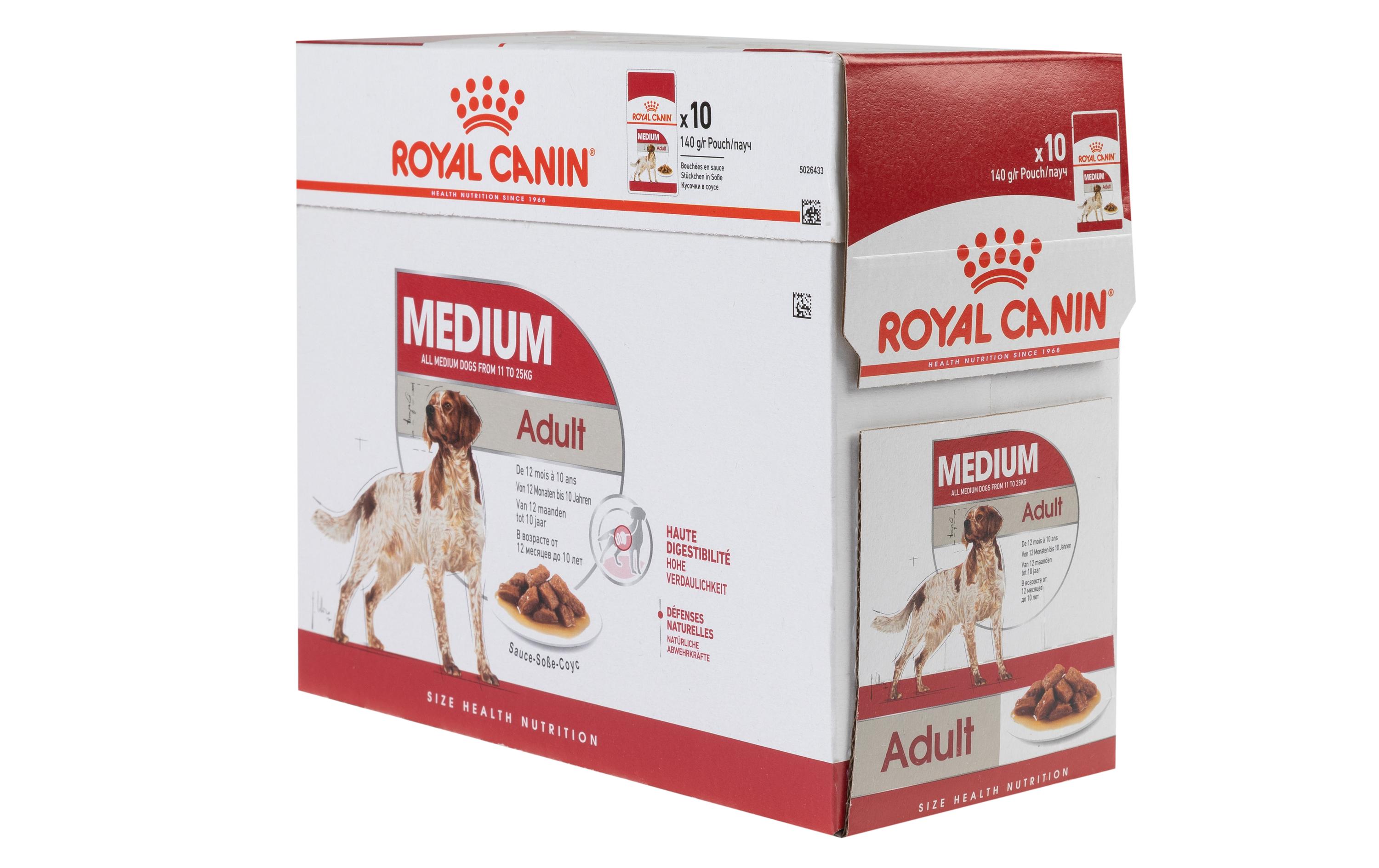 Nassfutter Health Nutrition Medium Adult Sauce, 10 x 140 gAlleinfuttermittel für ausgewachsene, mittelgrosse Hunde