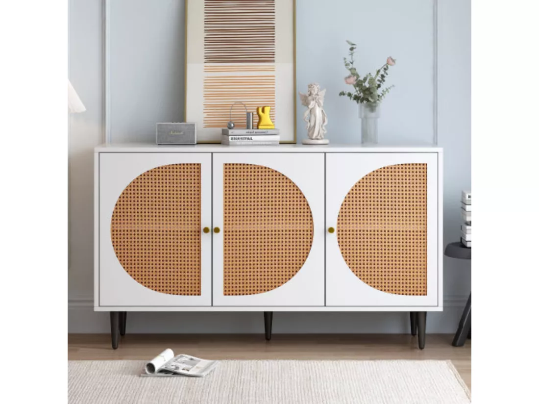 Commode à tiroirs minimaliste,blanche,d129.8 cm x h76 cm