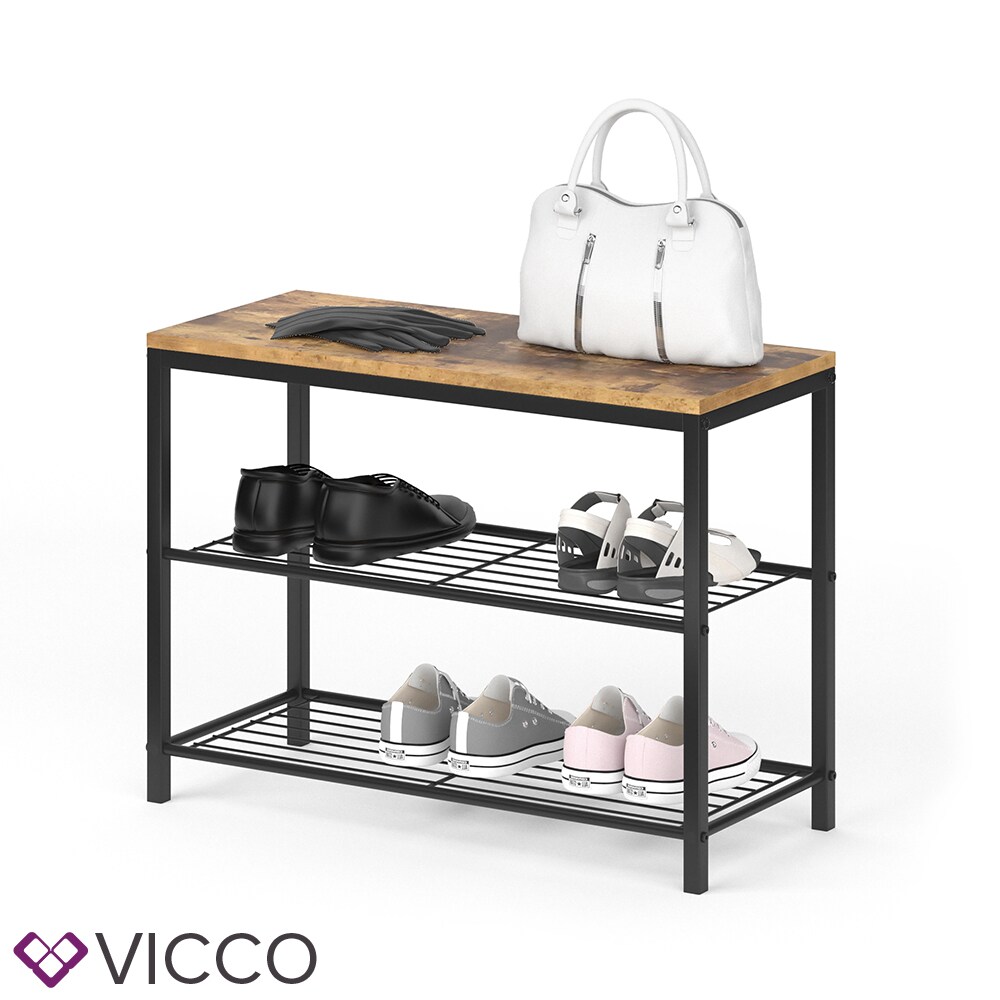 VICCO Schuhbank FYRK Schuhregal 70cm Schuhschrank Sitzfläche Sitzbank 2 Ablagen