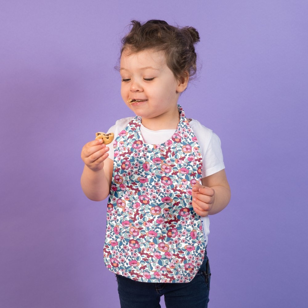 Serviette Enfant Élastique Boutons Rose