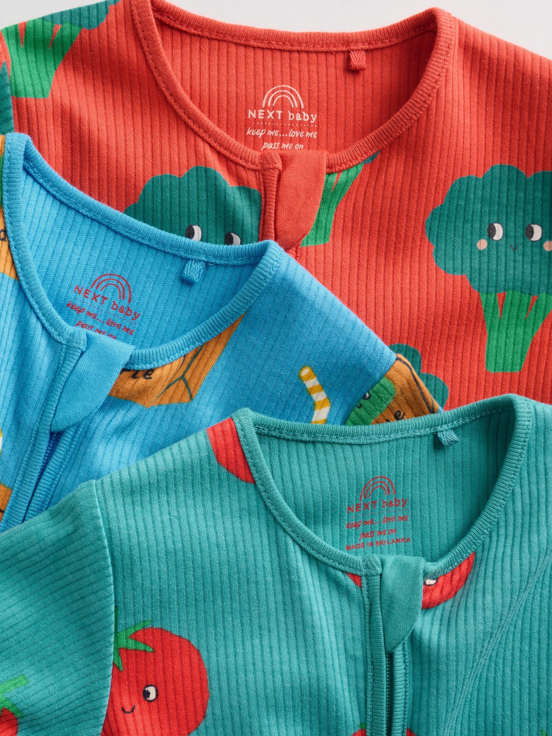 Blauwgroen - 3 Pack Baby-pyjama's met tweewegrits (0mnd -3jr)