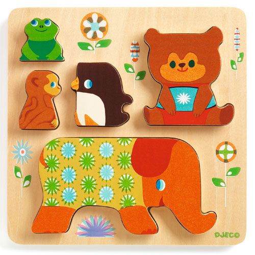 Djeco houten puzzel dierentuindieren (5st)