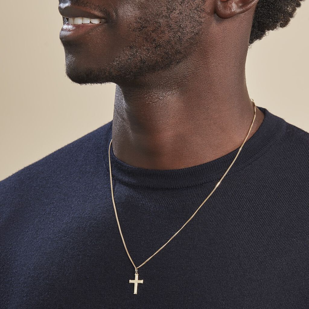 Pendentif Benny Croix Ciselee Or Jaune