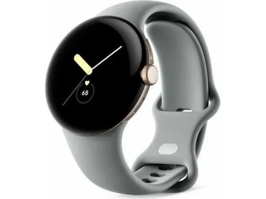 Google Pixel Watch - Champagne-guld - smart ur med bånd - fluoroelastomer - nøddebrun - båndstørrelse: L - 32 GB - Wi-Fi, NFC, Bluetooth - 4G - 36 g