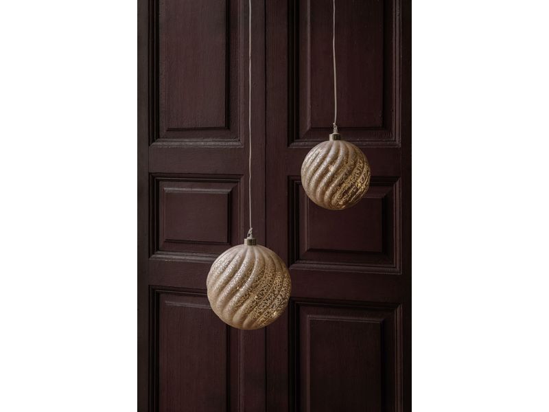 STT Glass ball rose, 12 cm Warmweiss LED Dekoration