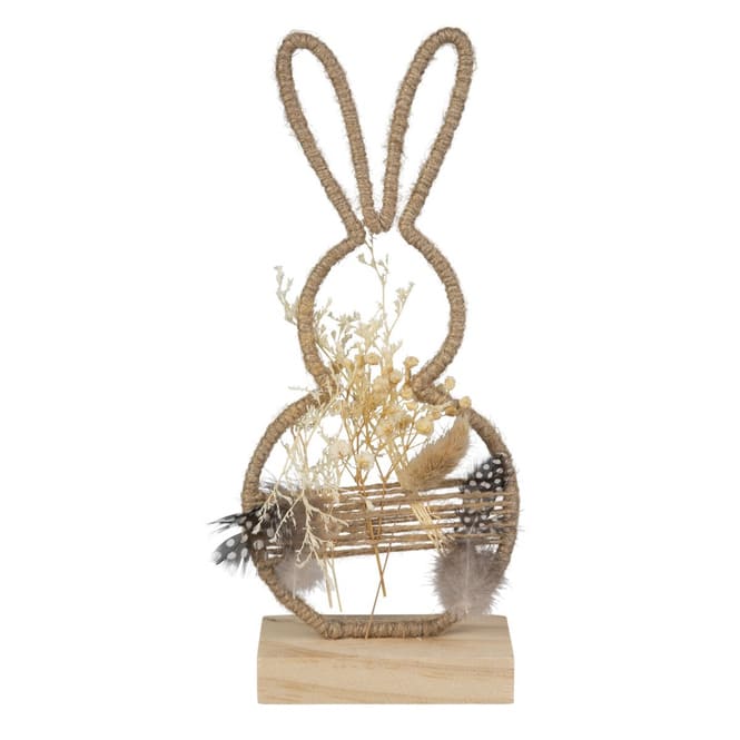 Standdeko - Hasensilhouette - mit Trockenblumen - ca. 11 x 5 x 26,5 cm