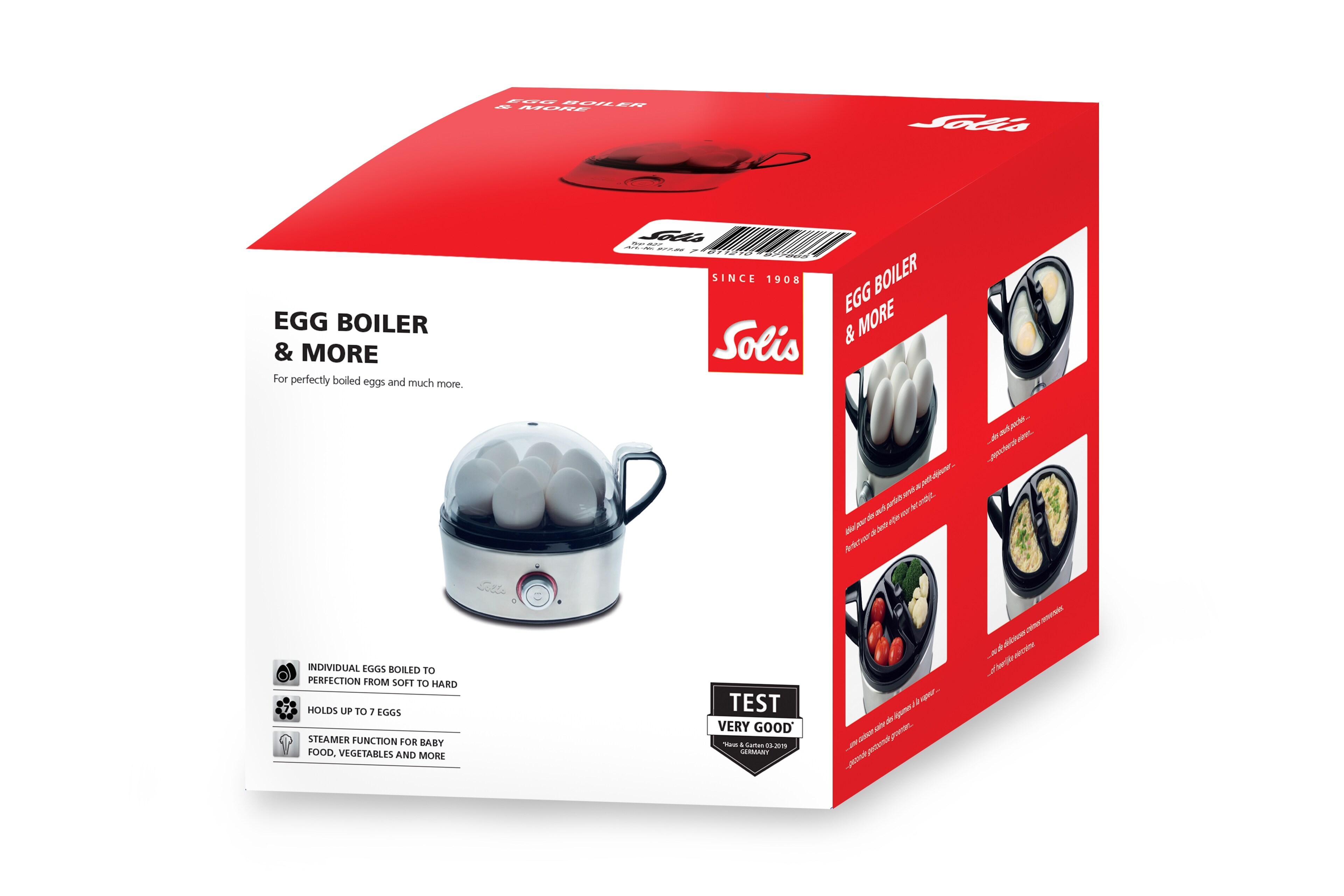 Solis Eierkocher Dampffunktion, Babynahrung, Cool-Touch-Griff, Timer