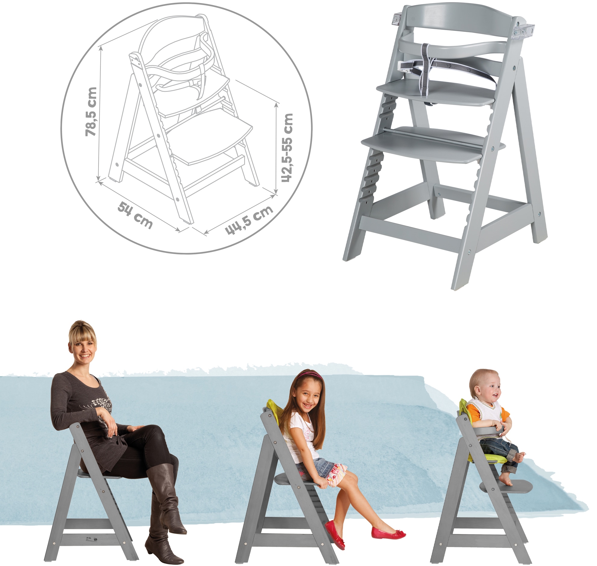 roba® Hochstuhl »Treppenhochstuhl Sit Up Click & Fun, taupe« () aus Holz