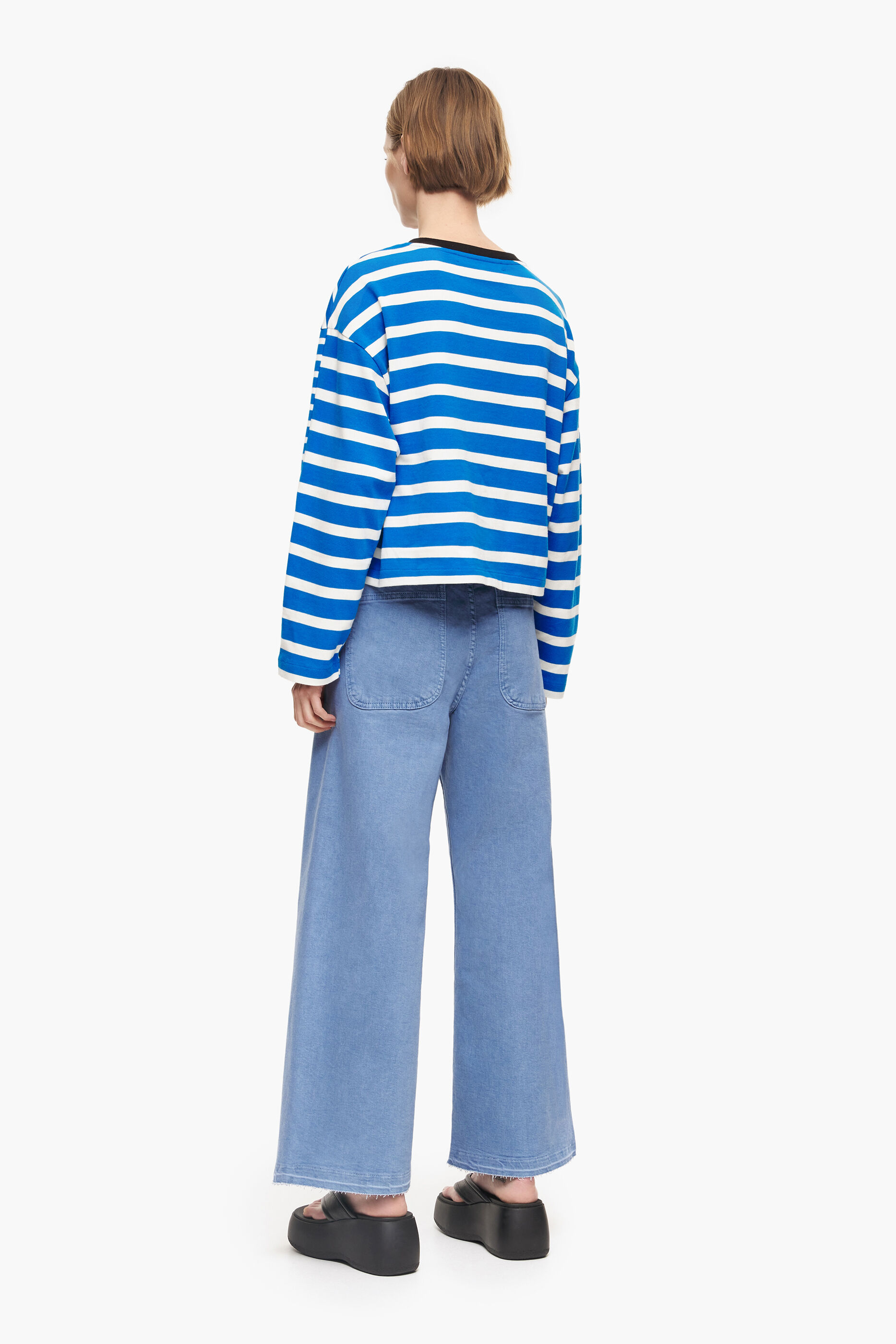 CULOTTE - Calça jeans azul de cintura alta