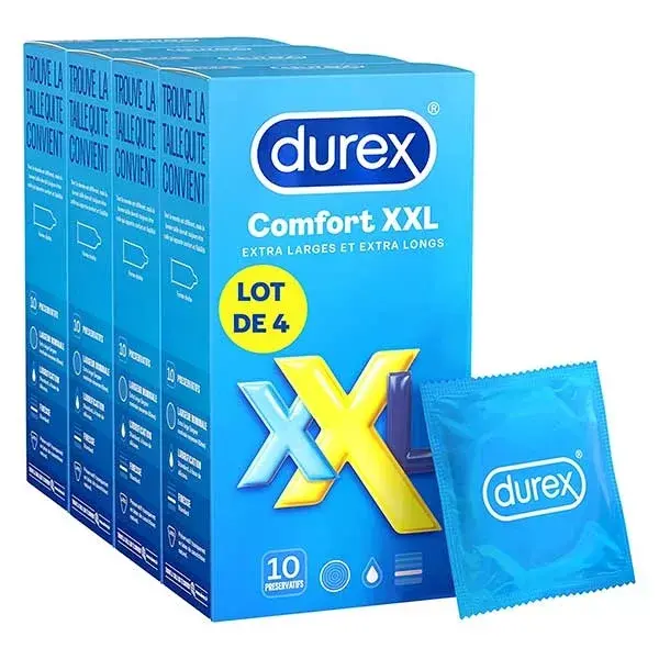 Camisinhas Durex XXL Comfort, pacote com 40 unidades - 4 pacotes com 10 unidades cada