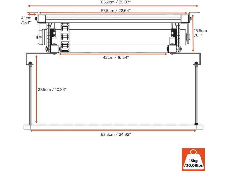 Celexon Deckenhalterung PL2000 Plus Grau ausfahrbar bis 196cm