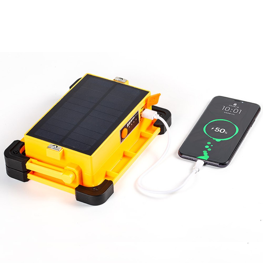 (500 Lumen) Solar Camping Licht Arbeitsleuchte mit 60-LED's und Magnet Halterung   USB Powerbank (6600mAh) - Orange