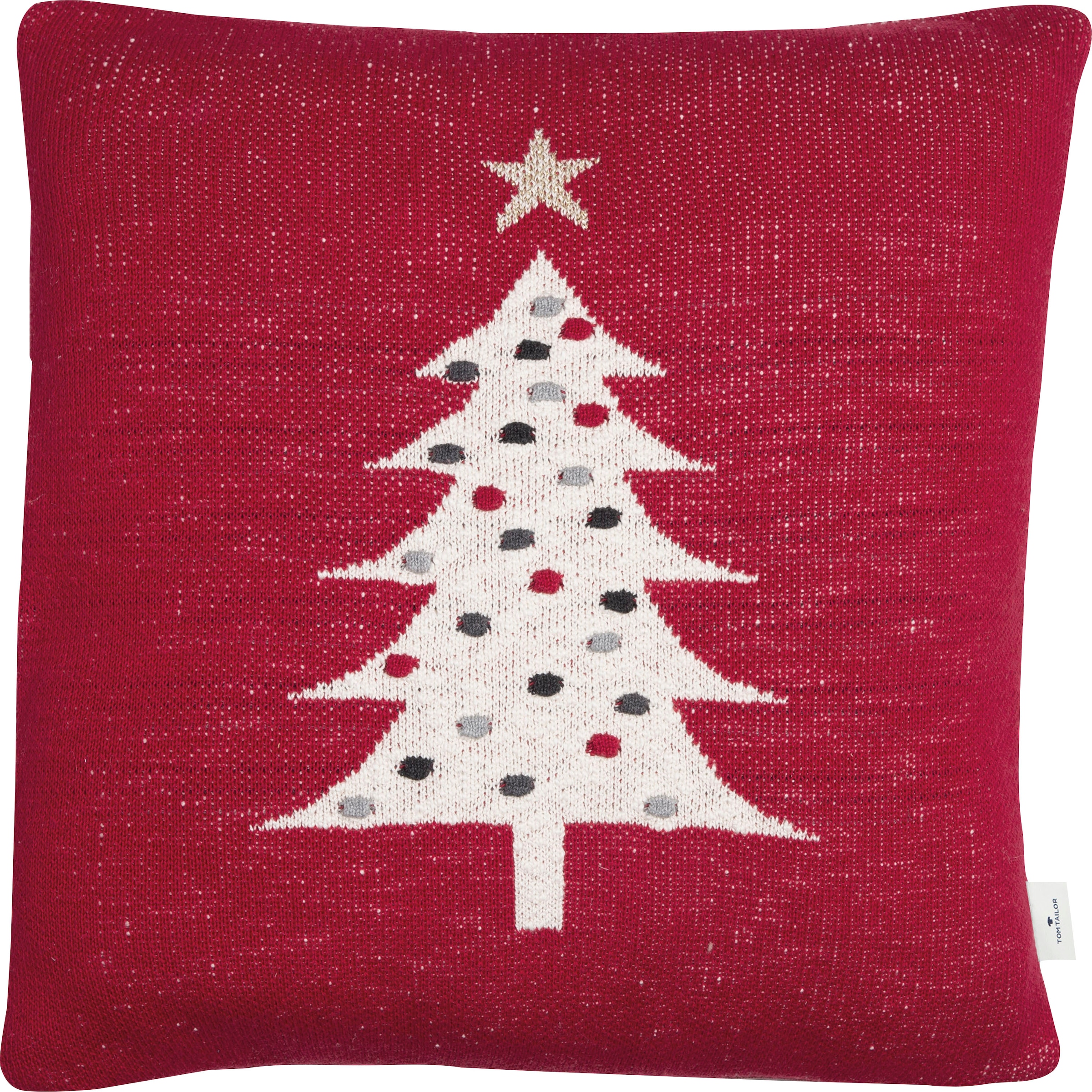 TOM TAILOR HOME Dekokissen »Knitted Red Tree« Gestrickte Kissenhülle ohne Füllung mit Weihnachtsbaum-Motiv, 1 Stück