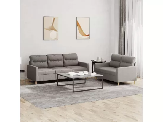 Ensemble de canapés 2 pcs avec coussins Taupe Tissu