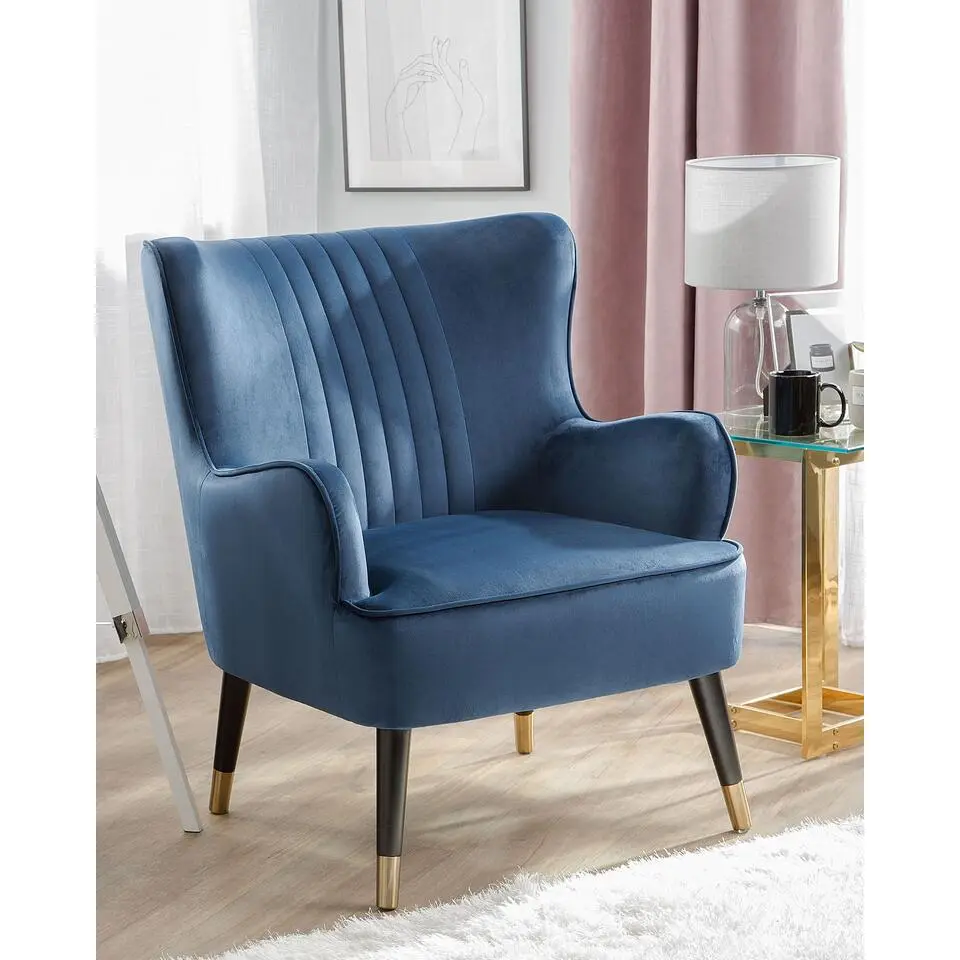 VARBERG - Fauteuil - Blauw - Fluweel