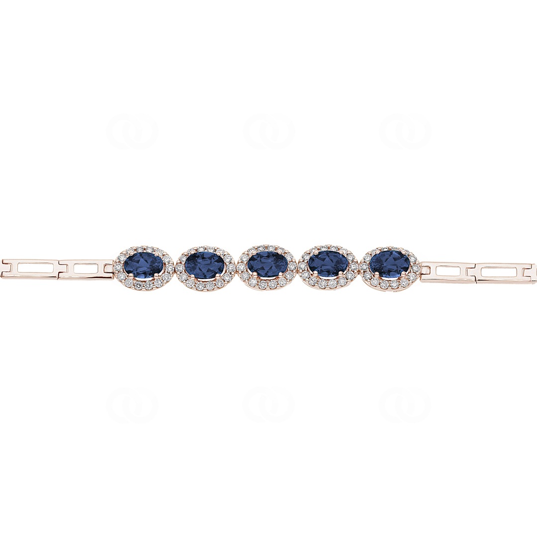 Saphir Armband 750/18 K Roségold mit Diamanten 0.67 ct H/si
