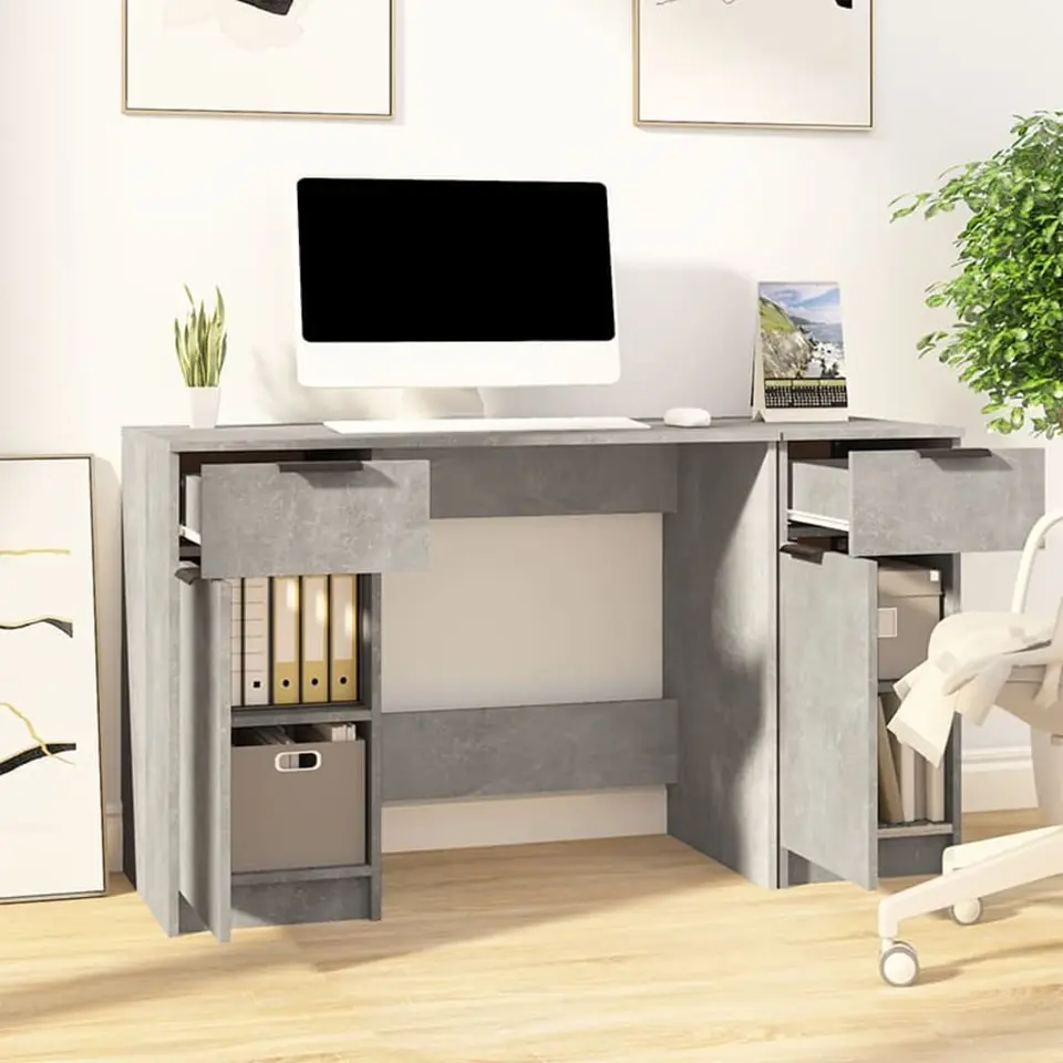 vidaXL - Bureau - Grijs - Bewerkt hout