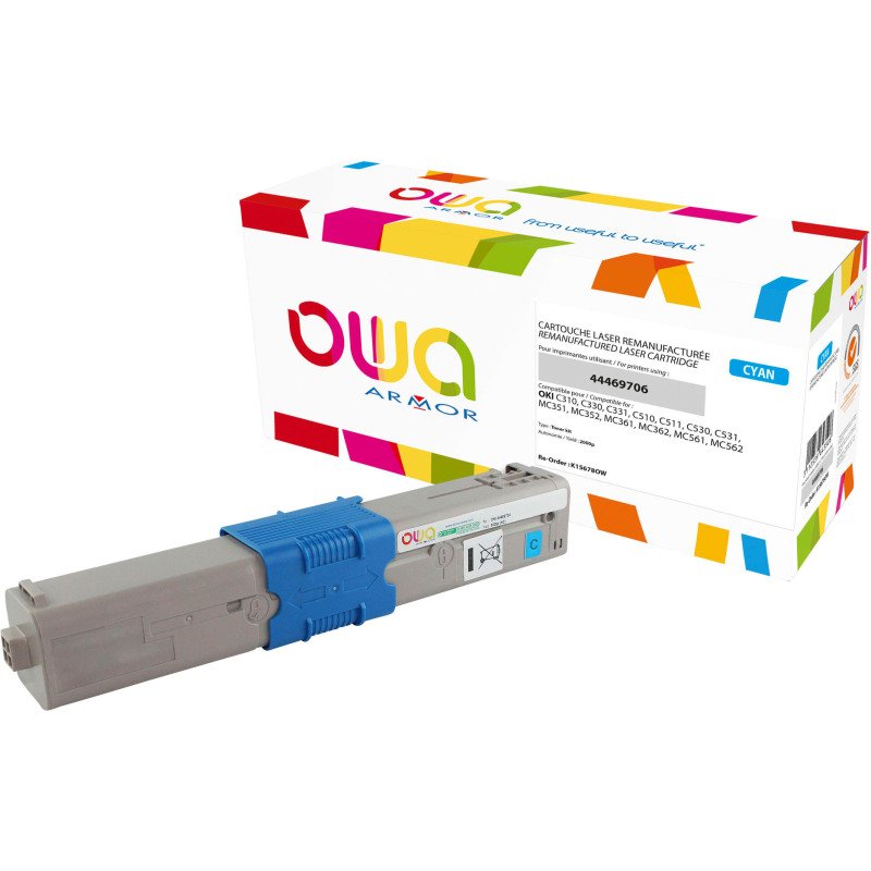 Toner Owa compatible Oki 4446970X couleurs pour imprimante laser