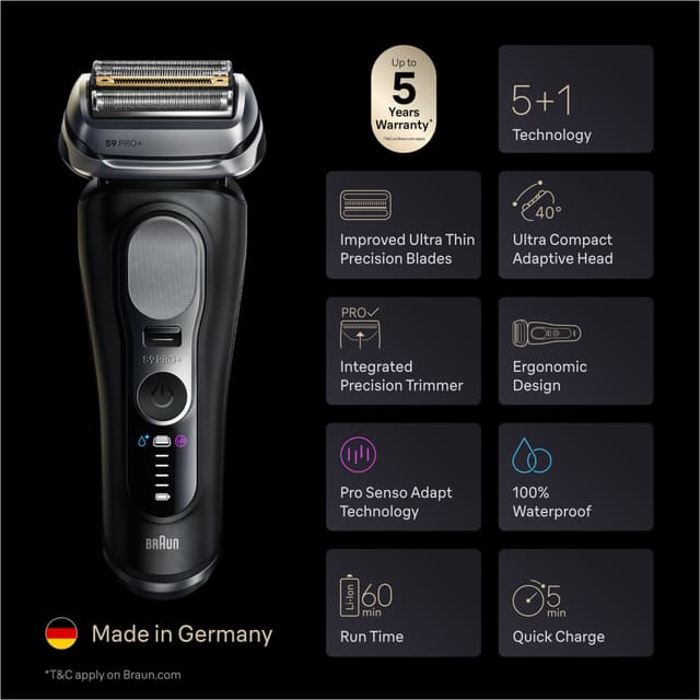 Braun Series 9 PRO+ barbermaskine 9600s (sort)
