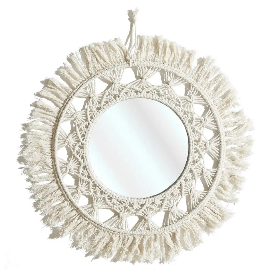 Home Deco Factory Wandspiegel Boho/Ibiza - macrame - rond - D55cm