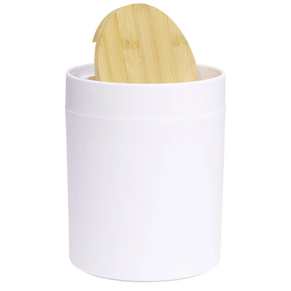 Poubelle à coton ronde métal blanc Ø13,7xH17,3cm 2,5L