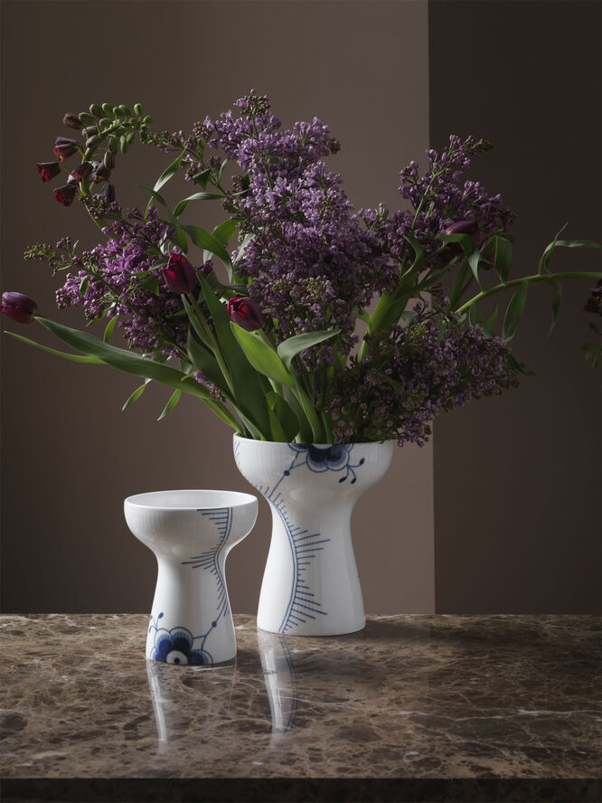 Royal Copenhagen Blå Mega Riflet 19 cm Vase Hvid