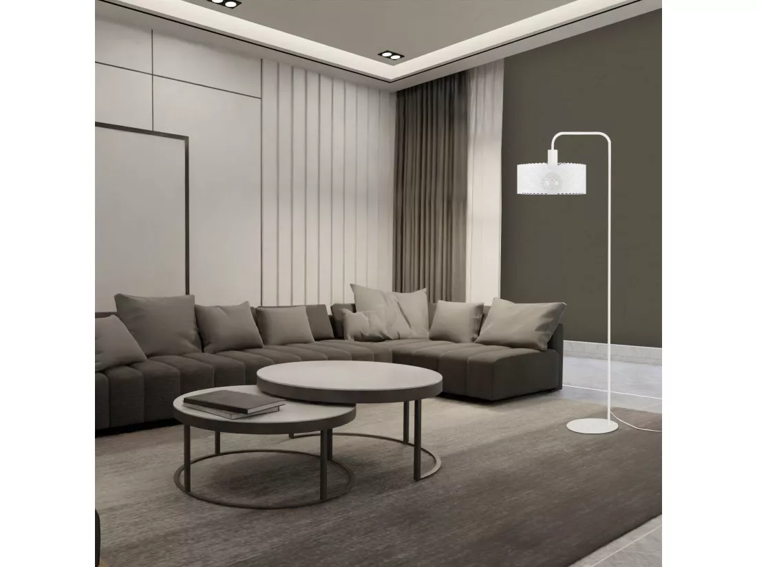 Lampadaire métal ivoire 157 cm.