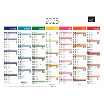 Quo Vadis Arc en Ciel - Calendrier 7 mois par face - 40,5 x 55 cm