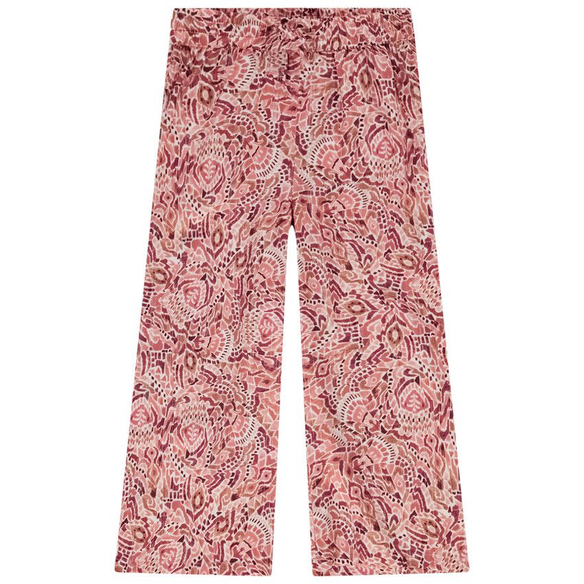 Pantalon fluide imprimé bohème pour fille - Fuchsia