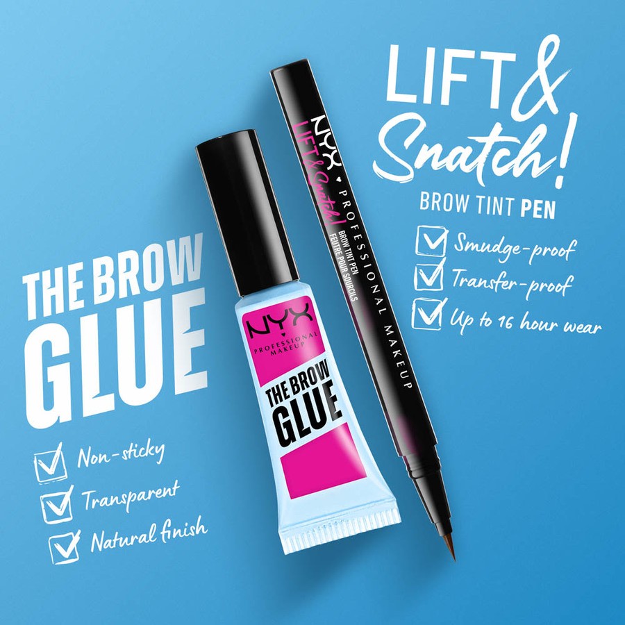 NYX Professional Makeup Lift & Snatch! Brow Tint Pen  Ash Brown + NYX Professional Make Up The Brow Glue Clear