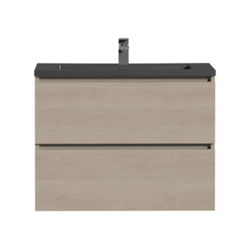 Tiger Karlo badkamermeubel 80 cm naturel eiken met wastafel zwart