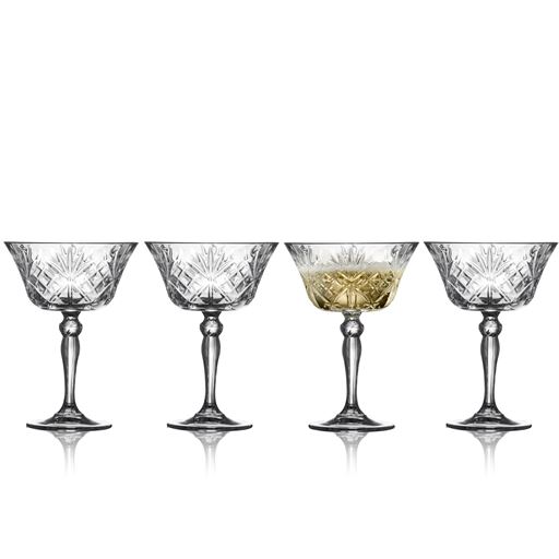 Lyngby Glas Melodia 4-pak Champagneskål, Klar, 26 cl