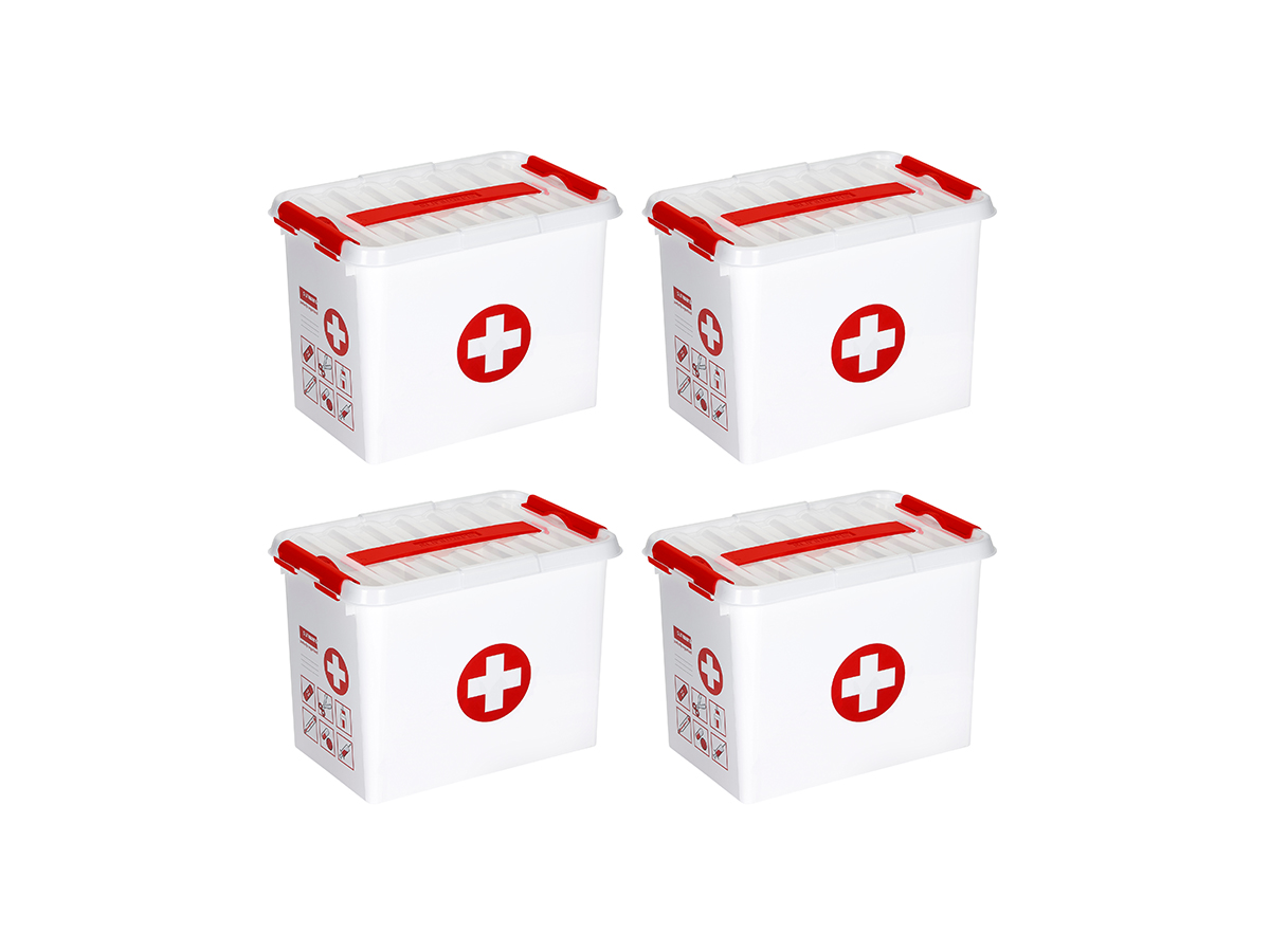 Sunware Q-line 9 liter Red EHBO doos met inzet - Set van 4