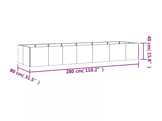 Jardinière bac lit surélevé marron 280 x 80 x 40 cm 02_0039421
