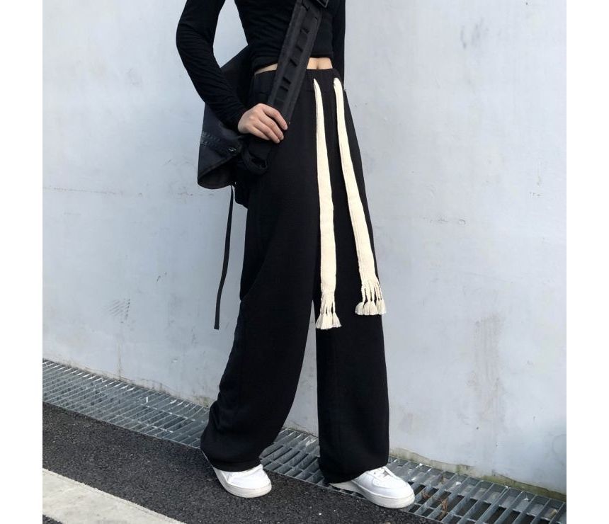 Maisee - Effen losse joggingbroek met trekkoord in de taille