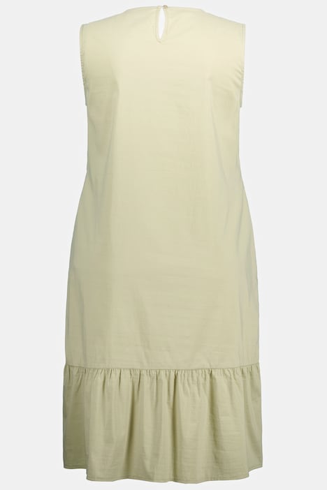 Kleid, Volantsaum, A-Linie, Rundhals, ärmellos