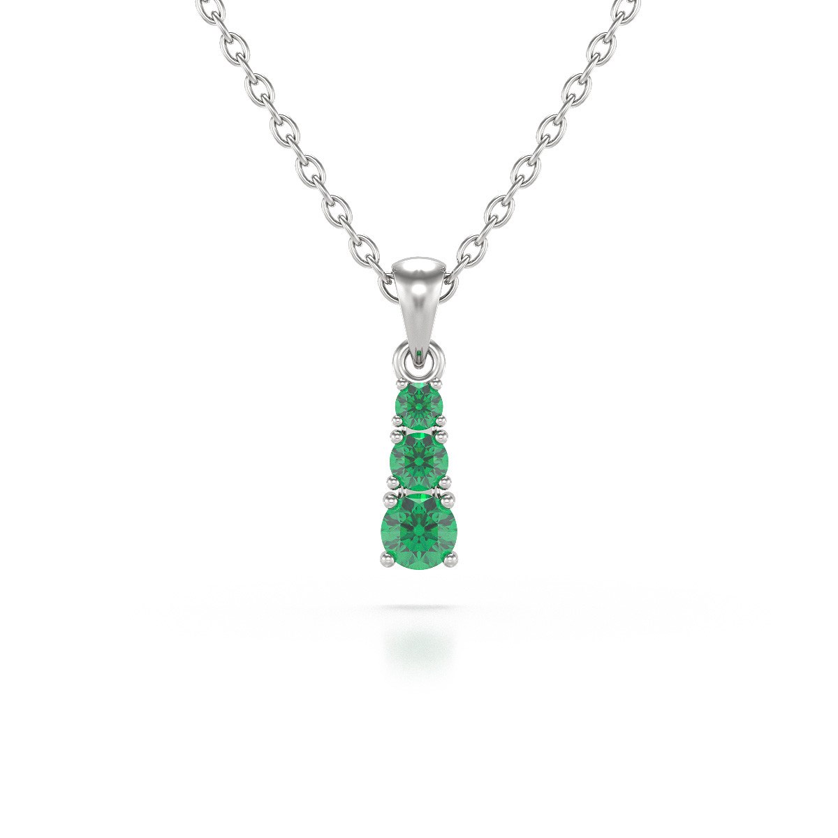 Collier Pendentif ADEN Or 585 Blanc Emeraude Chaine Or 585 incluse 0.45grs