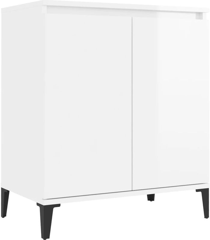 vidaXL - Dressoir - Hoogglans Wit - Bewerkt Hout - 2 Deuren