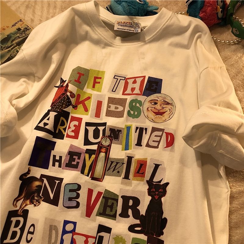 Rosesand - Oversized T-shirt met korte mouwen en grafische print en letters
