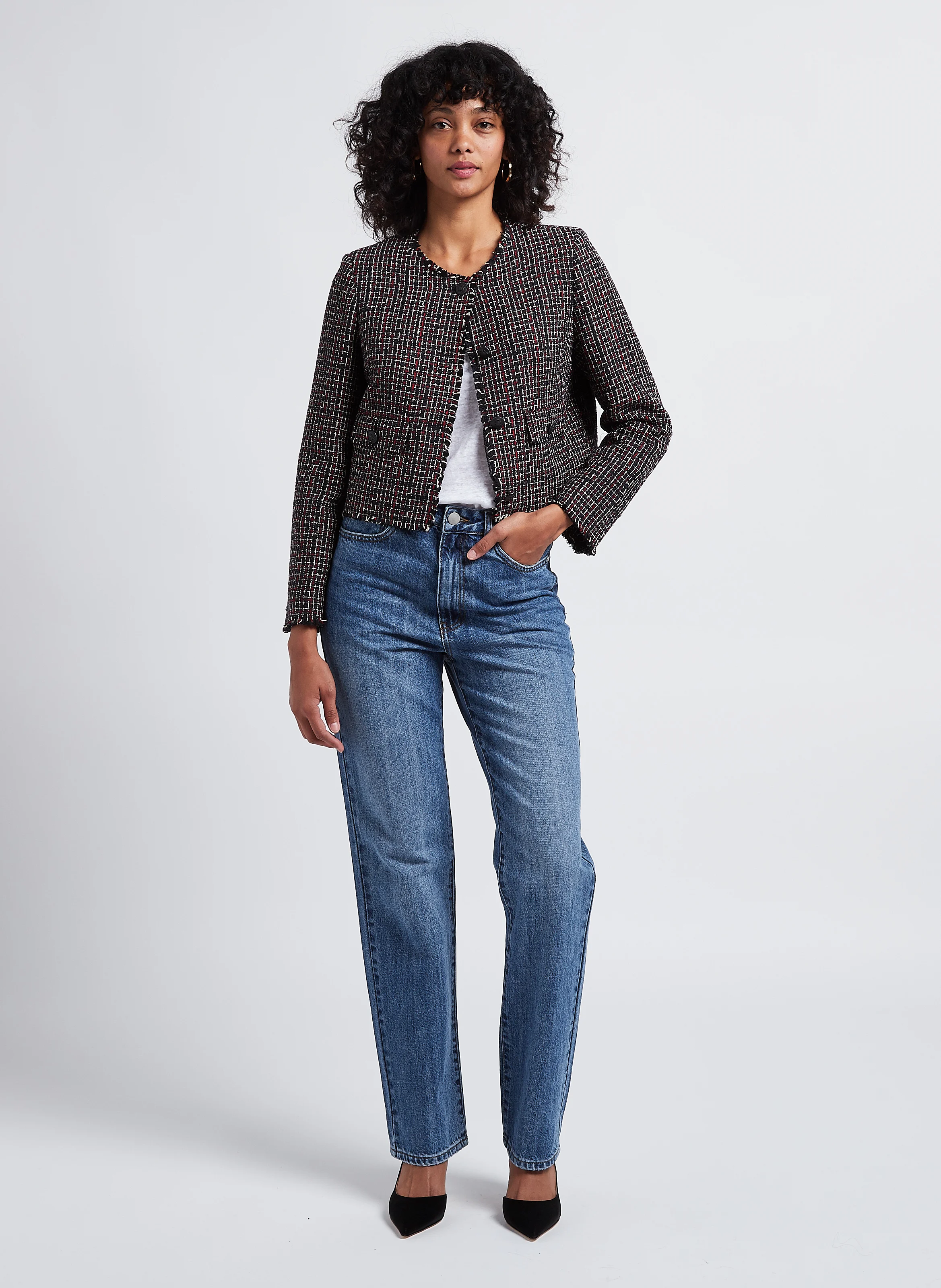 JOLINE - Jean taille haute droit en coton | Bleu